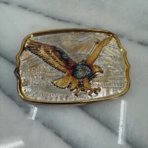 Gold and silver eagle belt buckle